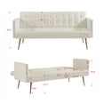 thumbnail image 6 of Velvet Futon Sofa Bed, Small Sleeper Sofa Loveseat with 2 Decorative Pillows, Modern Upholstered Convertible Couch with 4 Metal Tapered Legs, Beige, 6 of 6