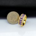 thumbnail image 6 of Uloveido Gold Plated 7 Stones Mother Ring, Oval Cut Simulated Amethyst Wedding Band, Purple Cubic Zirconia Jewelry J501 (Gold, Purple, Size 8), 6 of 7