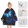 thumbnail image 6 of Black Blue Butterfly Pattern Blanket Hoodies for Kids 6-13YR Oversize Wearable Blanket Hoodies for Boys Girls Teens, 6 of 7