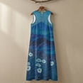 thumbnail image 5 of Xoenoiee Daisy Grass Mountain Print Women's Cotton Linen Maxi Dresses Round Neck Sleeveless Flowy Linen Long Dress with Pockets, Lightweight Summer Beach Vacation Outfits, L, 5 of 7