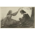 thumbnail image 2 of Eduard Von Steinle 18x13 Black Ornate Wood Framed Double Matted Museum Art Print Titled - Idylle (About 1900), 2 of 5