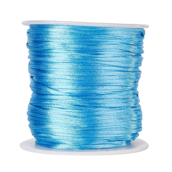 Nylon Satin Cord 1mm Rattail Cord Cornflower Blue String - 76.5 Yds Nylon Chinese Knotting Cord Rat Tail Silk Cord
