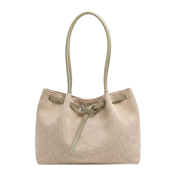Dickly Large Capacity Tote Bag Comfortable Fashion Handbag for Business Street Shopping Khaki Handle