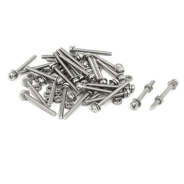 Unique Bargains M2.5 x 25mm Vis de Tête de Poêle en Acier Inoxydable 304 avec Rondelles 30 Ensembles