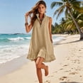 thumbnail image 4 of Women's Sleeveless Half Zip Casual Loose Mini Dress with Stand Collar and Ruffle Hem, 4 of 8