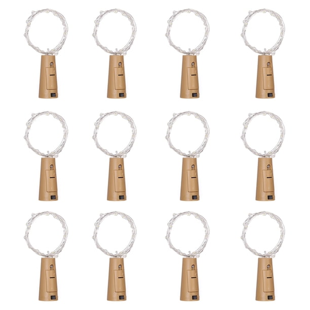 Paquete de 12 luces para botellas de vino, 20 luces LED alimentadas por batería, mini luces de hadas para botella de vino, fiesta de bricolaje Zhivalor CPB-US-DYP1018-7