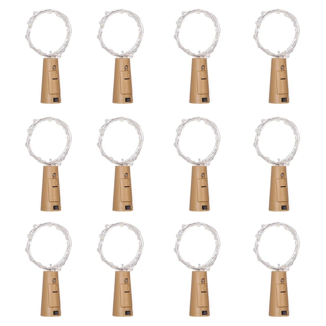 Paquete de 12 luces para botellas de vino, 20 luces LED alimentadas por batería, mini luces de hadas para botella de vino, fiesta de bricolaje Adepaton CPB-US-DYP1018-2