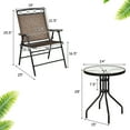 thumbnail image 3 of Gymax 3PCS Bistro Set Conversation Set Pub Patio Outdoor w/ Folding Chairs Table, 3 of 10