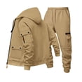 thumbnail image 4 of successthop Mens Cargo Sweatsuit 2 Piece Fleece Long Sleeve Zip Up Hoodie and Sweatpant Winter Outfits with Pockets 3XL, 4 of 5