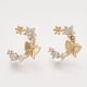 thumbnail image 2 of 2 pendientes de latón con micro pavé de circonitas cúbicas transparentes, pendientes de medio aro con forma de flor y mariposa para el cartílago, 2 of 2