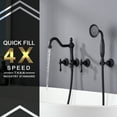 thumbnail image 4 of SUMERAIN Matte Black Wall Mount Bathtub Faucet with Hand Held Shower, Traditional High Flow Tub Filler Set Including Rough-in Valve, 4 of 12