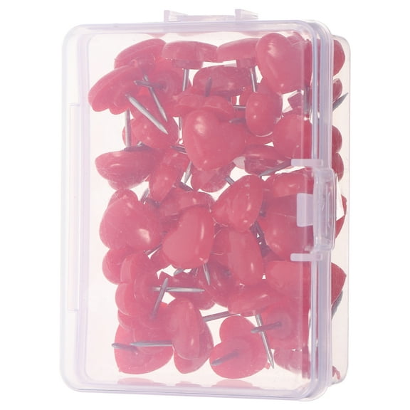 50pcs Plastic Heart Thumbtacks Notice Board Pushpins Flat Thumbtacks Cute Pushpin Heart Push Pin for Cork Board Photo Wall Displays
