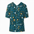 thumbnail image 5 of TOWMUS Floral Summer Tops Blouses Women's Summer Lapel Print Cotton and Linen Top Shirts for Women Linen Ladies Blouses Dark Green, 5 of 5