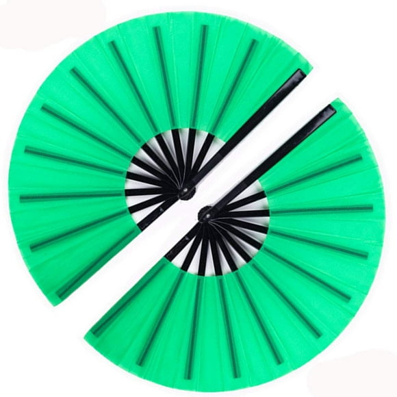 Minelife 2 Pack Grand Ventilateur de Main Pliant, Ventilateurs en Tissu Rétro Vintage en Nylon, Ventilateur de Main Chinois Kung Fu Tai Chi pour Hommes / Femmes, Festival, Danse, Cadeau, Performance, Décorations (Vert)