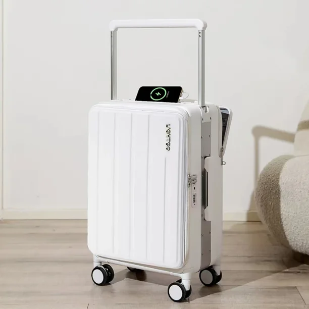 LIGHTGO 20/24/28 pulgadas equipaje de mano de viaje de negocios maleta elegante 1/9 ruedas giratorias de carga USB tipo C divididas