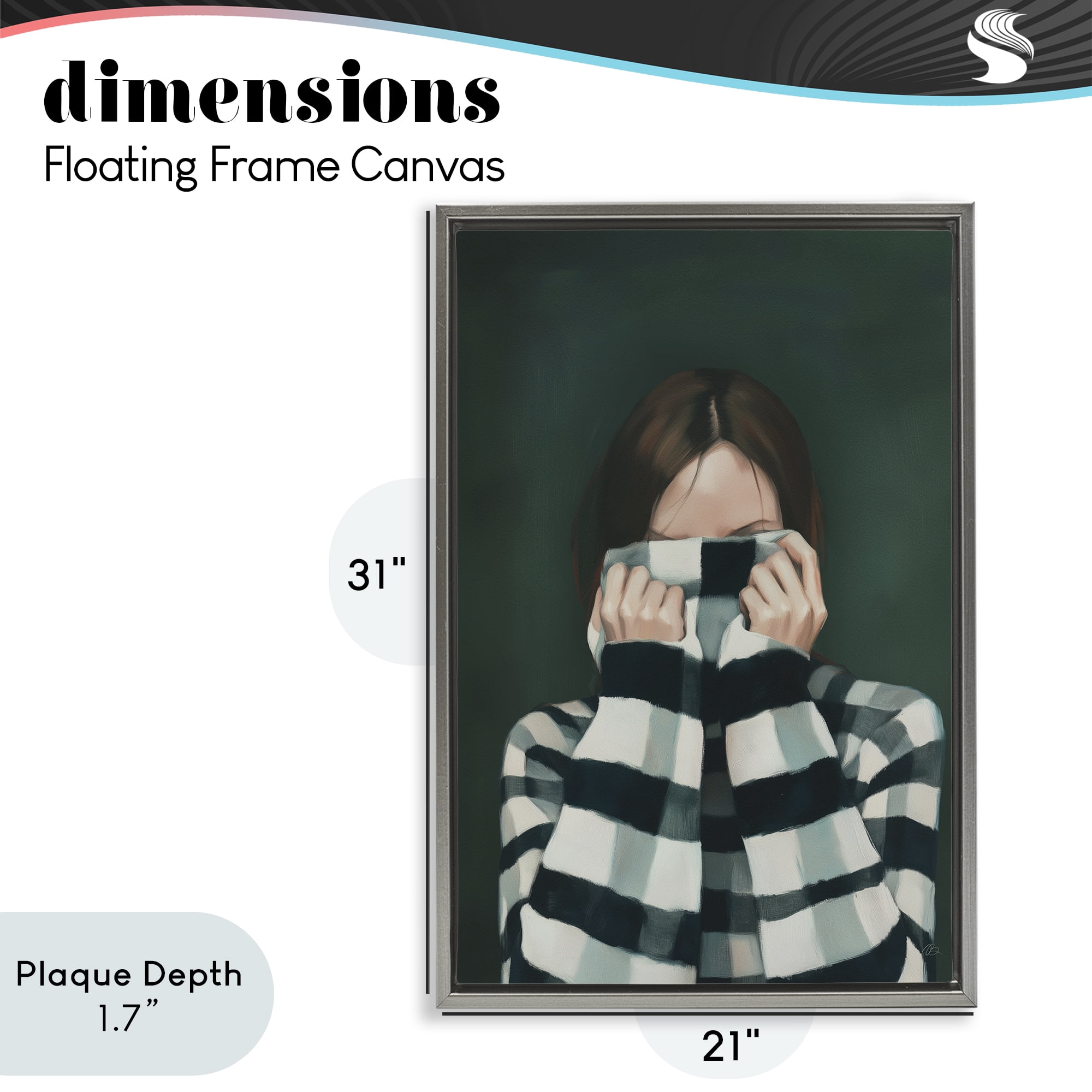 Stupell Industries Warmed Striped Sweater Portrait Gray Framed Floater Canvas Wall Art, design by Ros Ruseva