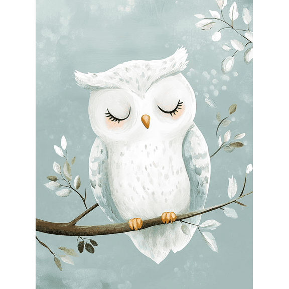 Cute Sleeping Owl Canvas Wall Art，Perfect for Bedroom，Living Room，Nursery，Bathroom，Office Decoration