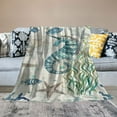 thumbnail image 2 of Nawypu Beach Ocean Throw Blanket, Nautical Coastal Throw Blanket, Summer Blue and Teal Soft Fuzzy Blanket, Ocean Animal Theme Decor for Couch Bed Sofa Travelling Camping, 2 of 6
