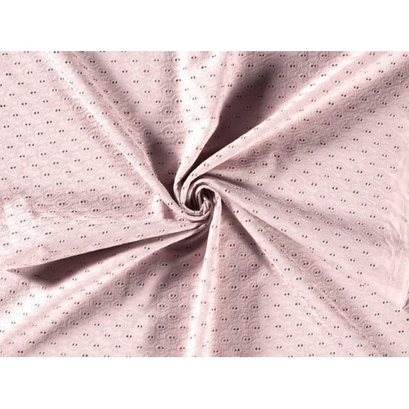 Embroidered Cotton Eyelet Dress Fabric Pink Geometric - per yard