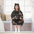thumbnail image 7 of FORMRS Wearable Blanket Hoodie with Sleeves for Kids Cozy Flannel Sweatshirt, Black Flowers, 7 of 7