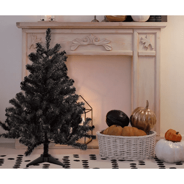 KEKismET-Full Colorado Spruce Artificial Halloween Tree - 4' - Black - Unlit