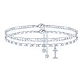 thumbnail image 1 of Tobilleras Ursteel chapadas en plata con inicial I ajustables 27 cm, 1 of 7