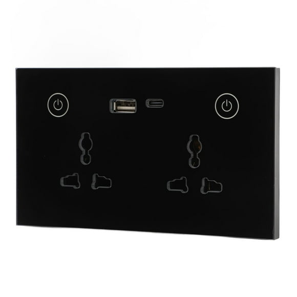 Sonew Smart Wall Outlet, Black and White Optional AC 95-250V Touch Light Switch Smart Plug with Voice Control USB and Type C, Smart Electrical Outlet for Smart Home Office Hotel
