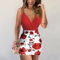 thumbnail image 2 of Kcodviy Robe d'Été Mini Aguichant en Lin pour Femmes Robe d'Été pour Femmes Col en V Camisole Mignonne Robes de Cocktail pour Femmes Haut Imprimé Floral Robe Maxi Nouée Détail d'Été Jupe-Short Robe, 2 of 9