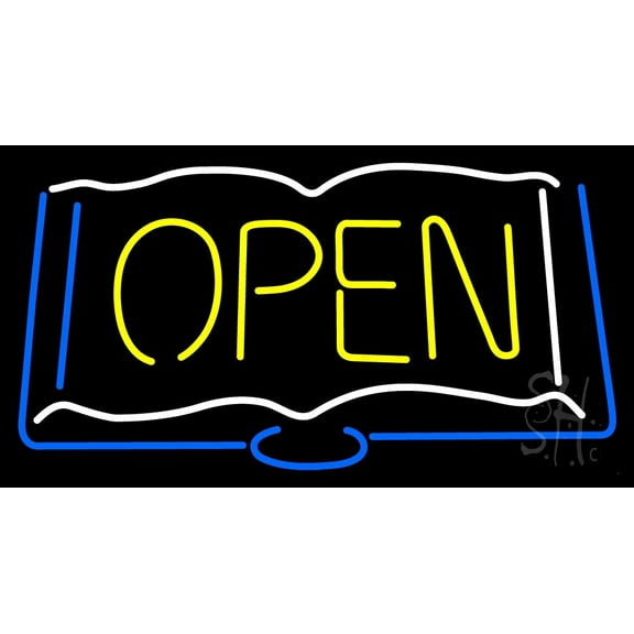 Books Open LED Neon Sign 13 x 24 - inches, Black Square Cut Acrylic Backing, with Dimmer - Bright and Premium built indoor LED Neon Sign for Defence Force.
