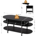 thumbnail image 5 of FABATO 41.7" Oval Lift Top Coffee Table, Fluted Wood Center Table with Hidden Storage, 3 Tier Small Tables with Curved Edge, Modern Narrow Coffee Table for Living Room Reception Room, Black, 5 of 13
