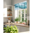 thumbnail image 3 of Marble Texture Valances for Windows Watercolor Blue Wave Abstract Art Valance Rod Pocket Light Filtering Short Window Treatments Curtains for Kitchen Bathroom Living Room Bedroom, 42 x 12 Inch, 3 of 7