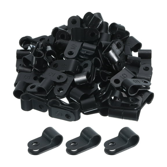 R-Type Cable Clamps, 6.4mm 0.25 Inch Cable Organizer Cord Clips Black, 200pcs