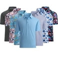 thumbnail image 2 of Flmei Golf Shirts for Mens Short Sleeve Dry Fit Tees Shirt Ice Silk Printing T-Shirt Men's Summer Lapel Blouses Tops S-2XL, 2 of 9