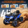 thumbnail image 3 of Joyracer ATV for Kids, 24 Volt Ride on Toys for Toddlers, 800W 4 Wheeler with 2 XL Seater, EVA Tires Power Car Wheels with Remote, Knee Pad, Music, Bluetooth, USB, Blue, 3 of 12