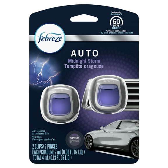 Febreze Car Odor Eliminating Air Freshener, Midnight Storm, 2 Count
