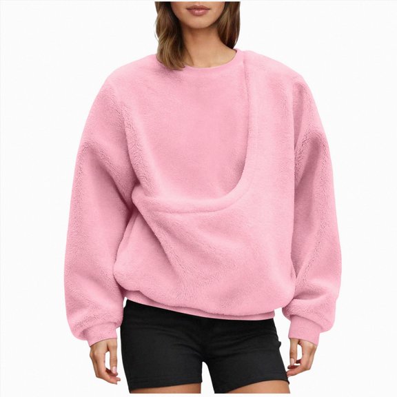 felwors Pet Sling Sweatshirts for Women, Long Sleeve Fleece Kangaroo Pouch Hoodie for Dogs, Pet Carrier Holder Tops (Pink, XL)