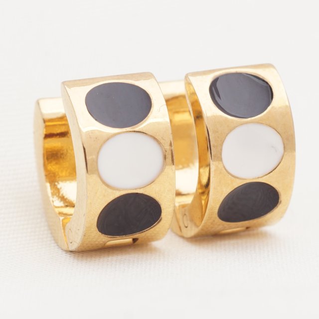 1 par de pendientes de aro circulares de acero inoxidable ESSFF para mujeres y hombres, joyería de moda de Color dorado al por mayor Tan Jianjun unisex