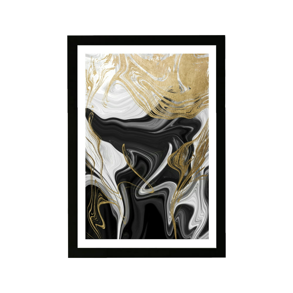 Wynwood Studio Abstract Framed Wall Art Prints 'Ripples In Gold