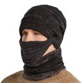thumbnail image 2 of Airle 3Pcs/Set Warm Three Piece Set Knitting Ultra Soft Windproof Winter Face Cover Hat Scarf Set for Riding, 2 of 8