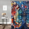 thumbnail image 2 of Patifu Butterfly Bathroom Décor Set with Hooks, Graphic Print 100% Polyester Washable Shower Curtain, Independence Day Theme 36"x72, 2 of 7