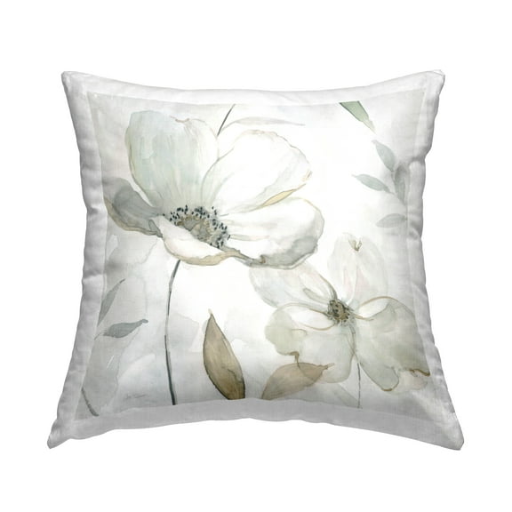 Stupell Industries Elegant White Flower Buds Decorative Printed Throw Pillow Design by Carol Robinson.