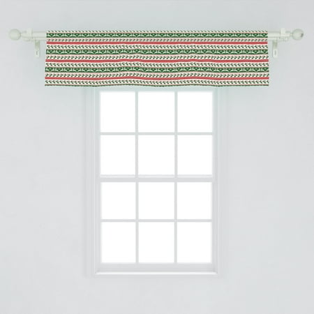Borders For Christmas Christmas Window Valance, Jumping Reindeers Border with Xmas Mistletoe Poinsettia Flower, Curtain Valance for Kitchen Bedroom Decor with Rod Pocket, by Ambesonne ()