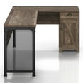 thumbnail image 3 of 24/7 Shop At Home Elk Wood L-Shape Desk with 1-Drawer, Reclaimed Oak, 3 of 5
