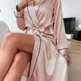 thumbnail image 4 of Seductiva Clearance Items Women Robes Long Ice Silk Nightgown Summer Thin Fashion Simple Home Clothes Women Cardigan Bathrobe Shower Spa House Long Robe for Women, 4 of 6