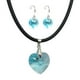 thumbnail image 1 of Juego de aretes y collar de caucho con dije en forma de Corazón, plata mexicana ley .925, Aqua, 1 of 1