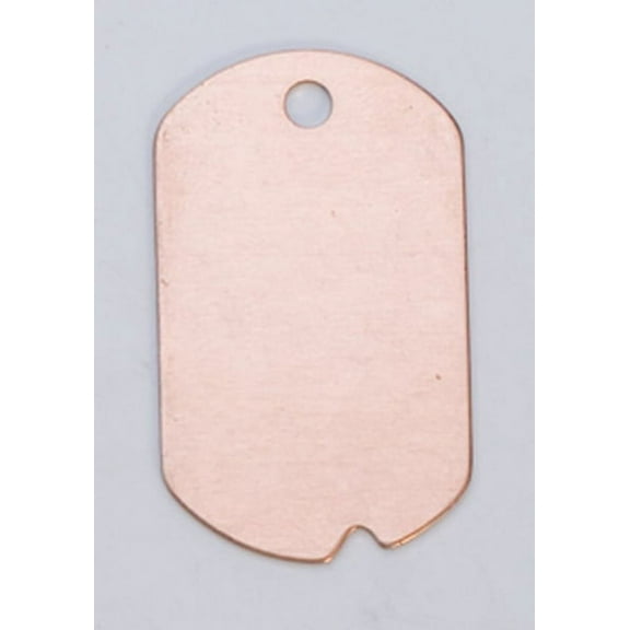 Copper Dog Tag with Hole, 24 Gauge, 1-1/4 by 3/4 Inch, Pack of 6