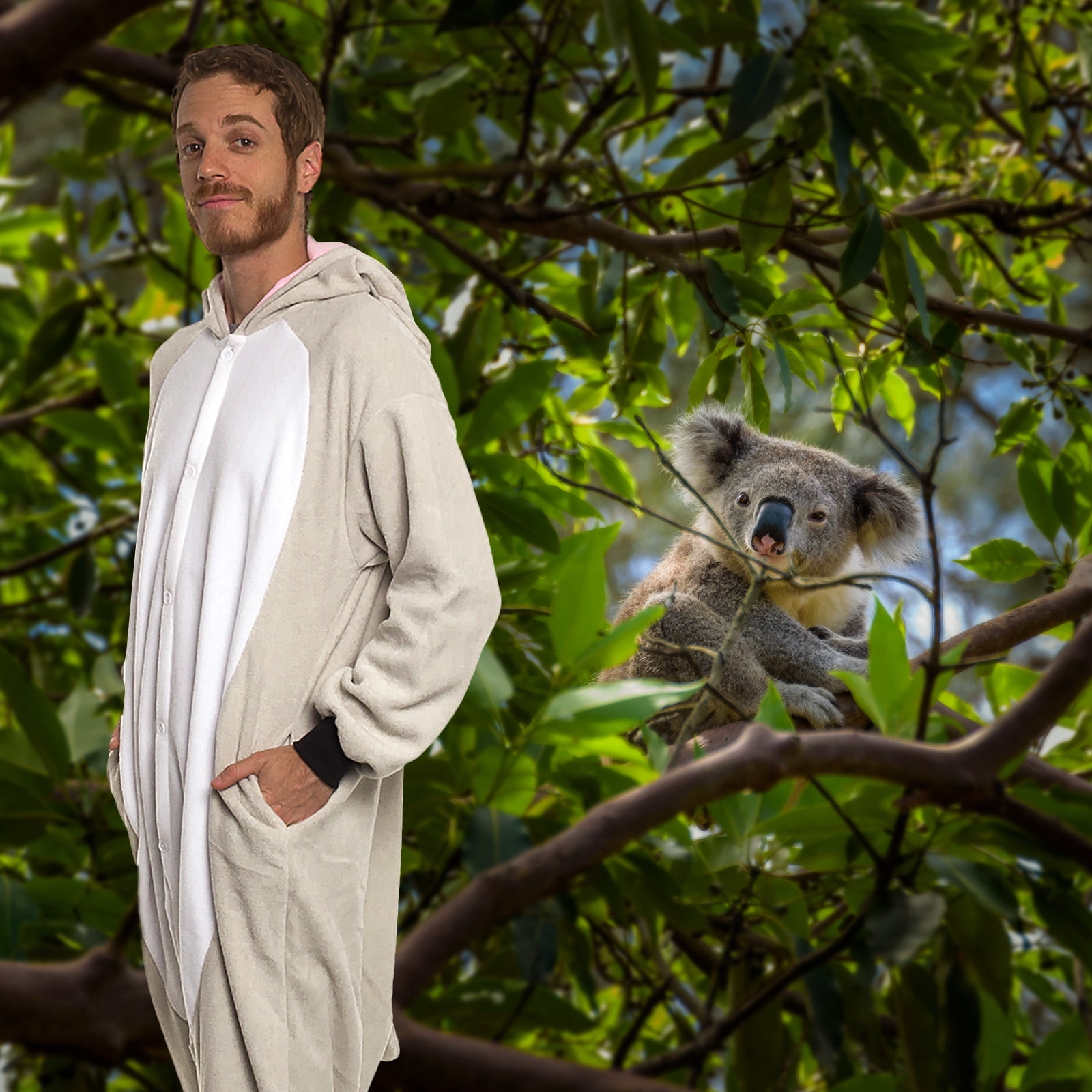 Koala Onesie in Velour for Girls - light grey, Girls