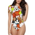 thumbnail image 1 of Fotbe Colorful Balls Body de Mujer con Cuello Redondo y Mangas Cortas, Sin Mangas Ajustado, Suave, Cómodo y Básico-Small, 1 of 7