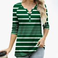 thumbnail image 6 of Womens Plus Size Fall Clothes, 3/4 Sleeve Shirts for Women Fashion Loose Fit Striped Printed Button Up Crewneck T-Shirts, 6 of 6