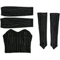 thumbnail image 6 of Slim-Fit Striped Evening Gown - Sexy Black & White Strapless Dress with High Slit, 6 of 7